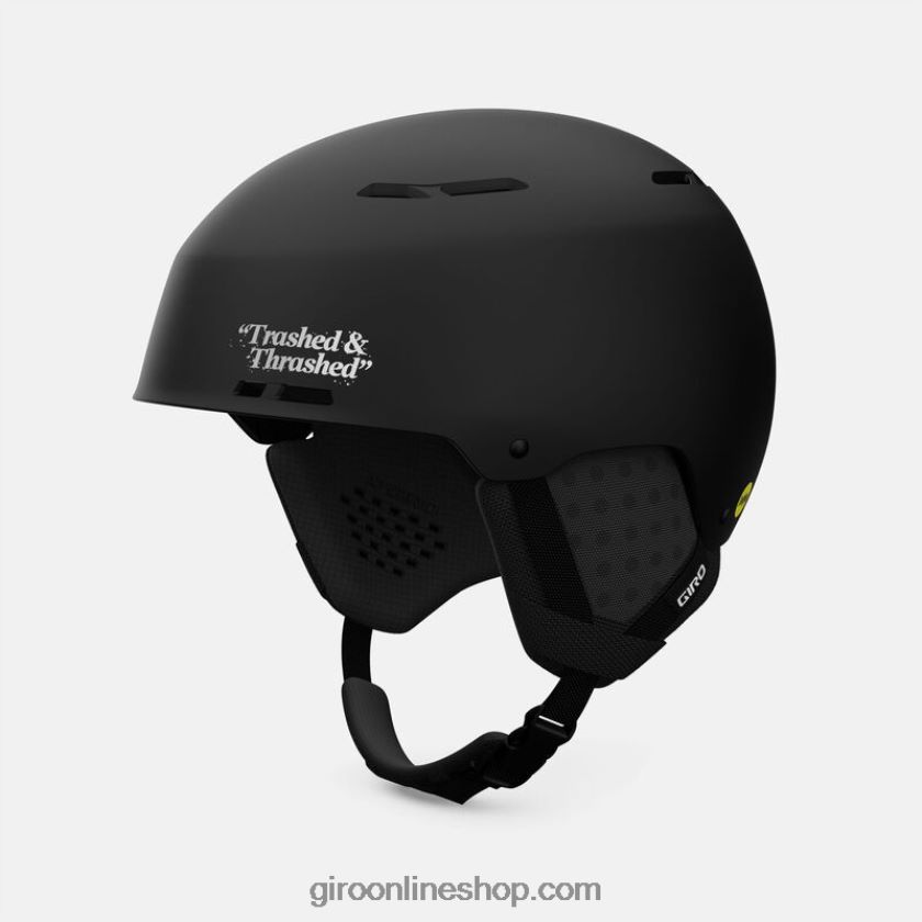 hombres emerge casco esférico negro mate destrozado y golpeado 8NJZ86429 Giro